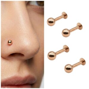 Rose Gold Nosepin Stud – Comfortable Flat Back…