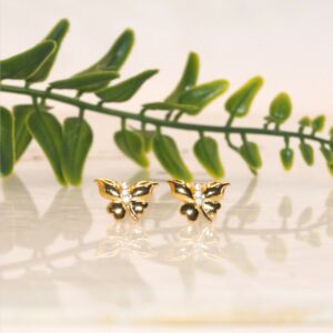 Gold Butterfly Stud Earrings – Dainty & Elegant...