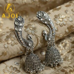 Peacock Earrings – Opulent Floral Dome Jhumkas for...