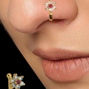 Gold-Plated Floral CZ Nosepin – Elegant Sparkle for…