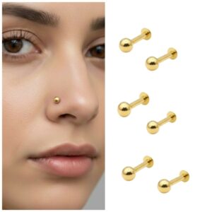 Gold Nosepin Stud Flat Back Combo Pack of…