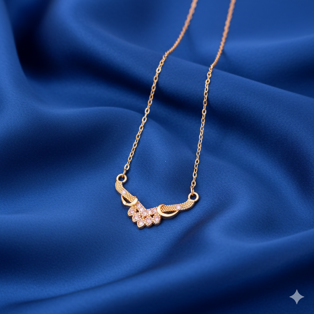 Gold Plated Floral Cluster Necklace – Elegant V-Pendant for Women