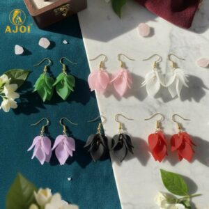 Floral Drop Earrings – Luxury Matte Finish Statement...