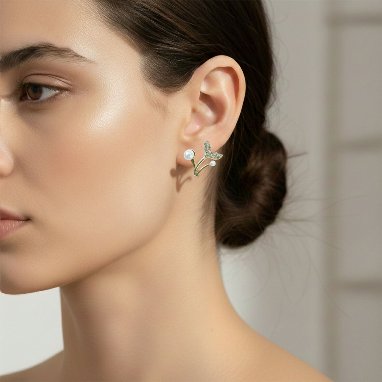 Mermaid Tail Pearl Stud Earrings – Elegant Korean... - Image 2