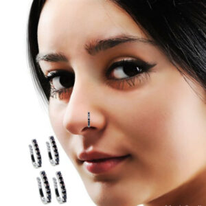 Silver Tone Ruby CZ Non-Pierced Clip-On Nose Pin…
