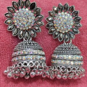 Silver Jhumka Earrings – Lightweight Traditional Oxidized...