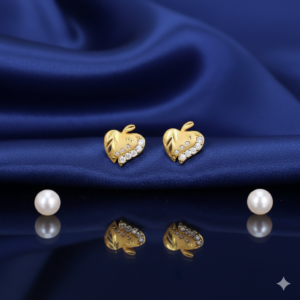 Gold Plated Heart Leaf Stud Earrings – Elegant...