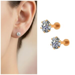 Gold Plated Diamond Stud Earrings – Sparkling Combo...