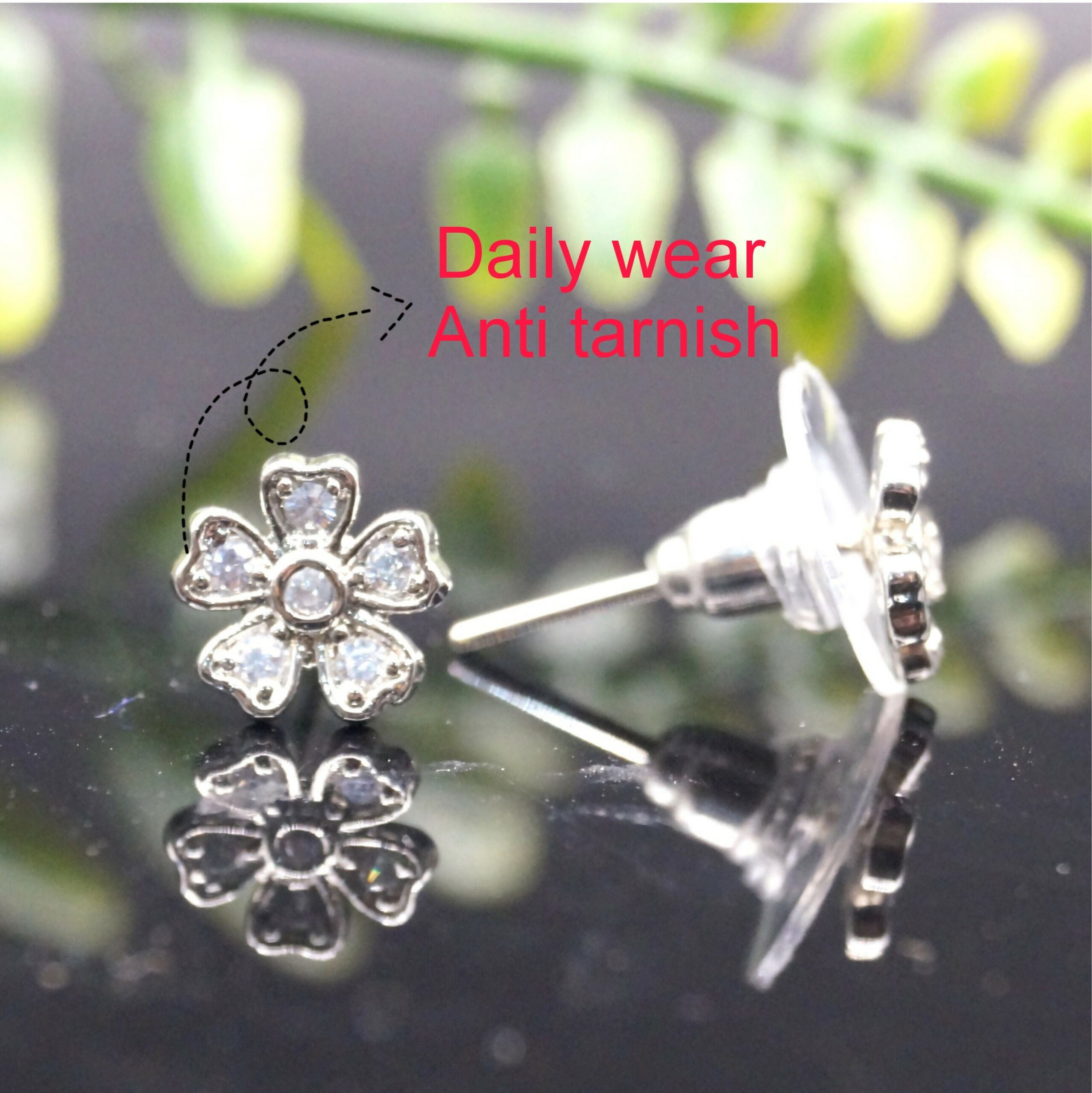 Sterling Silver Flower Stud Earrings – Dainty Floral... - Image 2