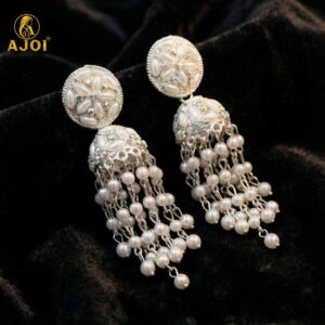 Pearl Chandelier Jhumka Earrings – Luxury Floral Cascade...
